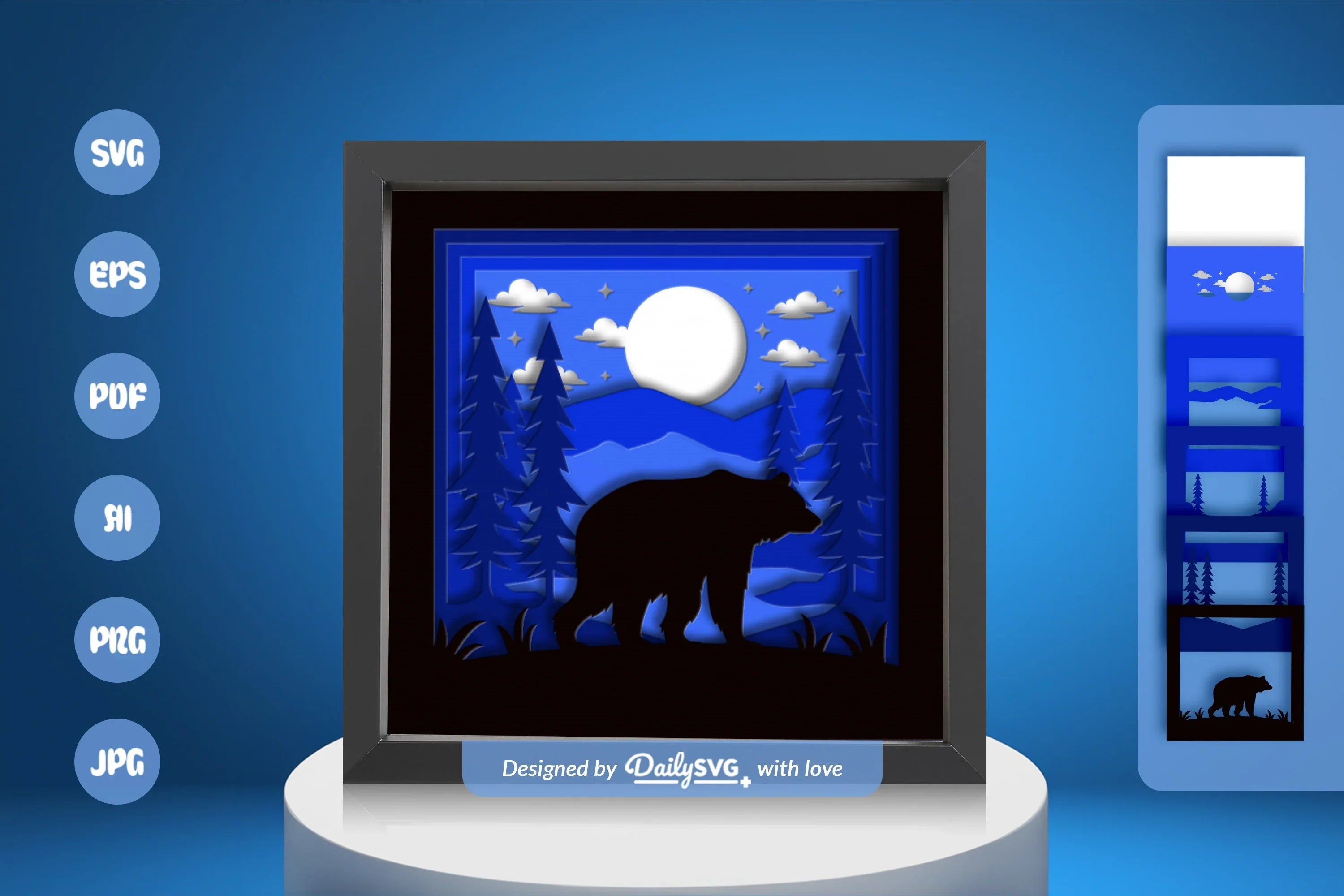 Bear in Night Forest Papercut SVG Bundle - CraftNest - Digital Crafting and Art