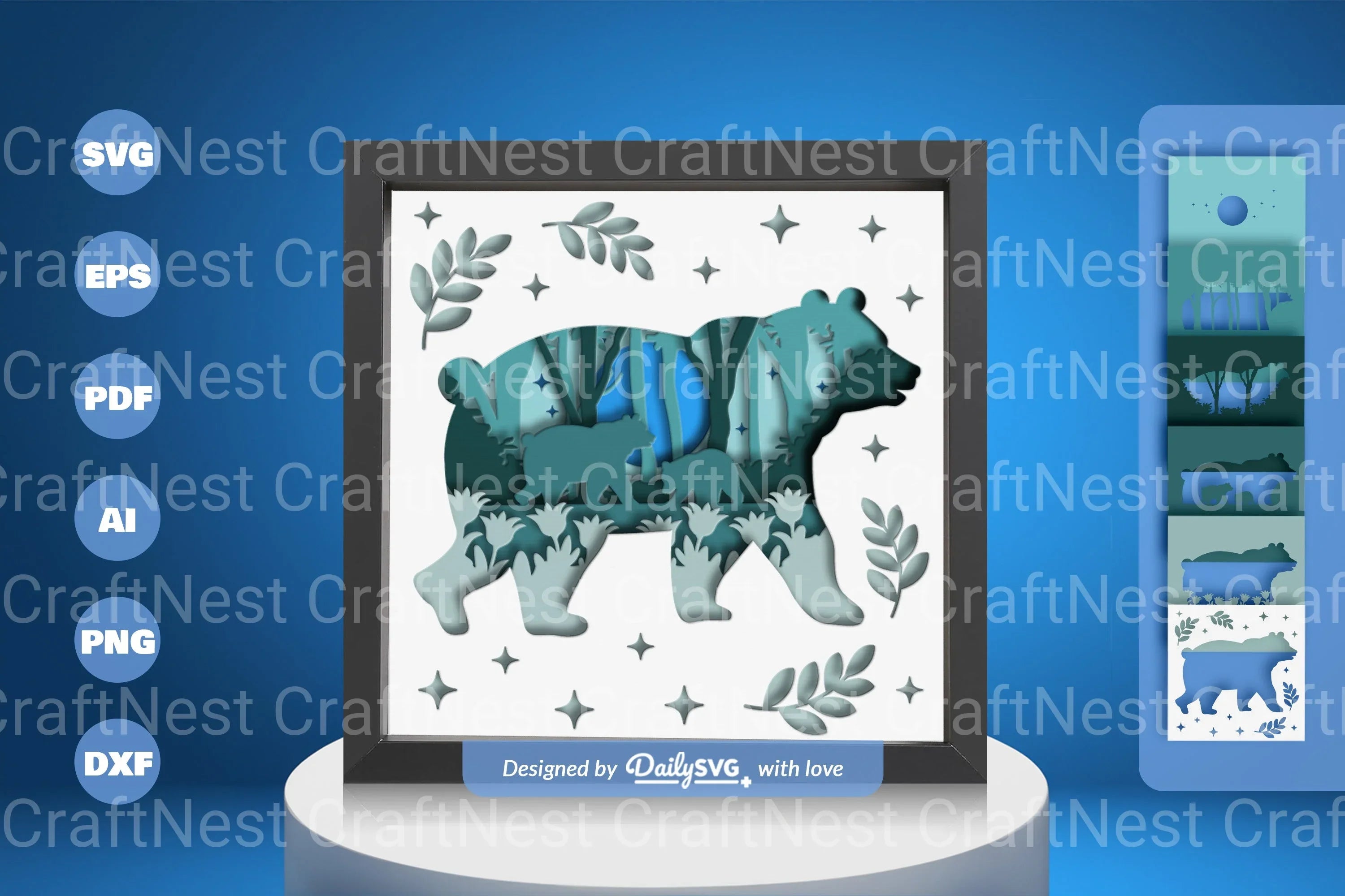 Bear in the Forest Papercut SVG Bundle