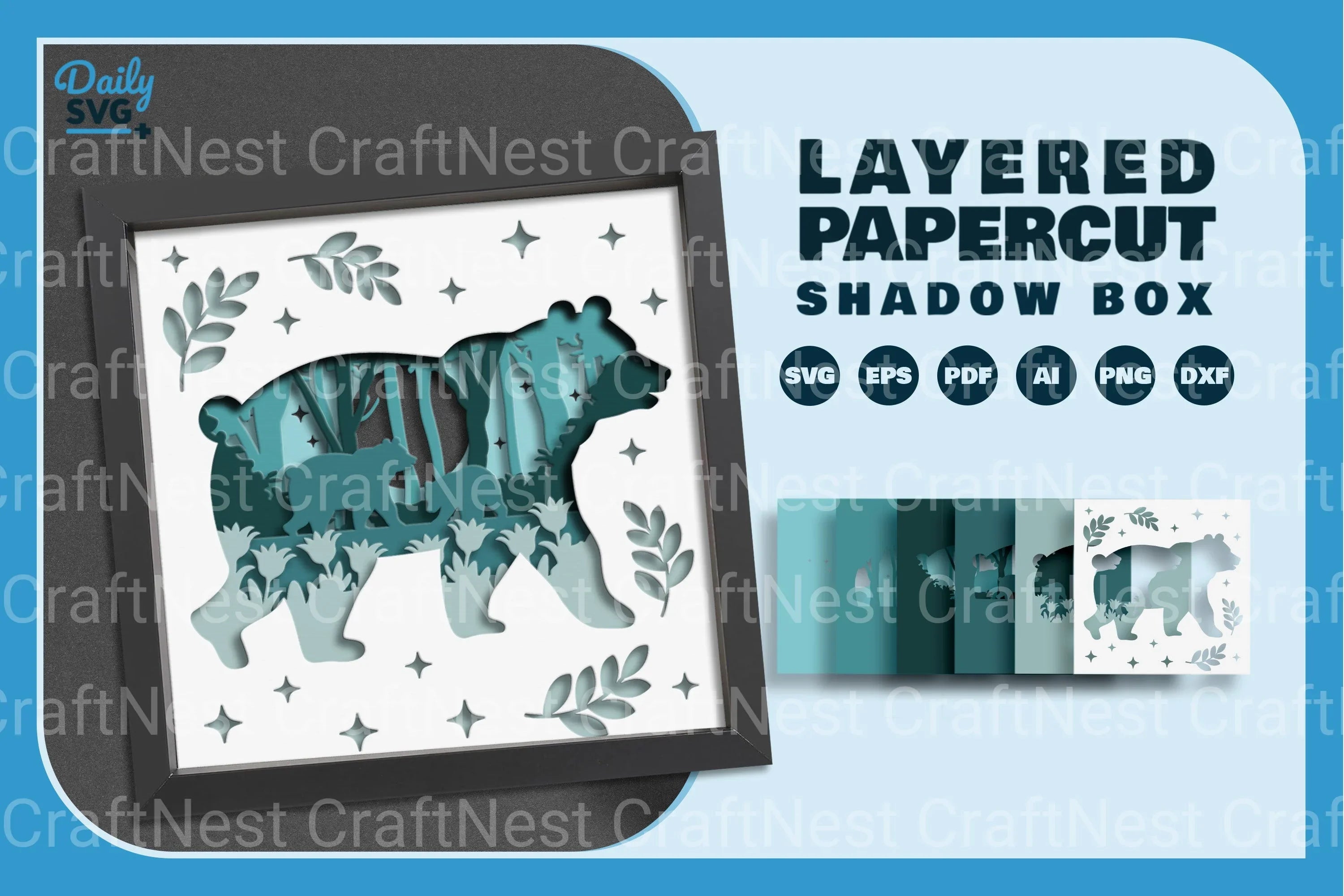 Bear in the Forest Papercut SVG Bundle