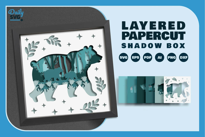 Bear in the Forest Papercut SVG Bundle - CraftNest - Digital Crafting and Art
