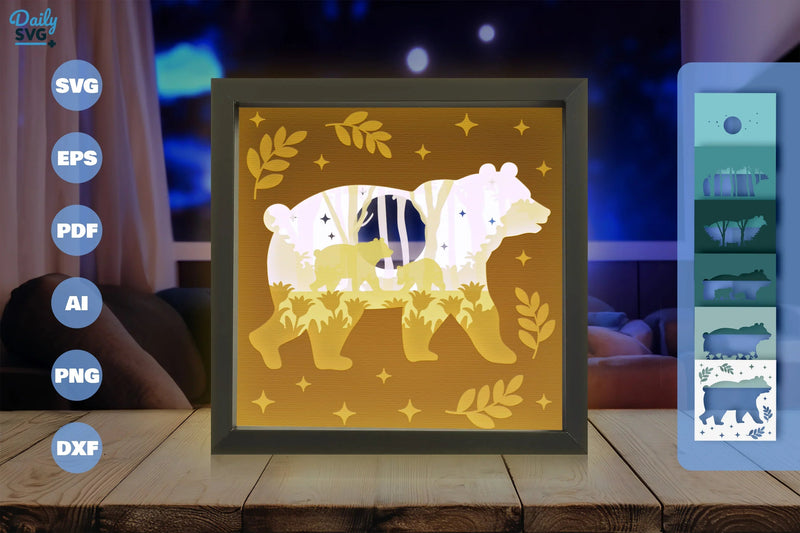 Bear in the Forest Papercut SVG Bundle - CraftNest - Digital Crafting and Art