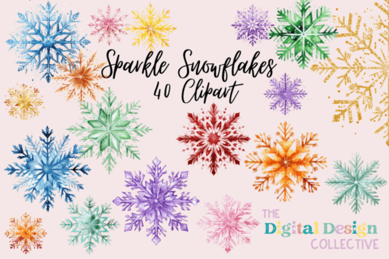 Beautiful Sparkle Snowflake Clipart Bundle - CraftNest - Digital Crafting and Art