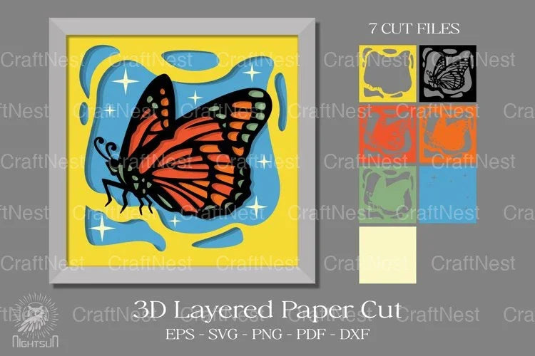 Beautiful Butterfly 3D Layered Paper Cut Clipart Bundle - CraftNest - Digital Crafting and Art