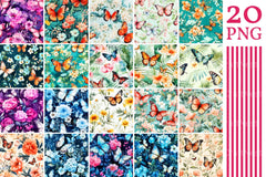 Beautiful Floral Butterfly Pattern Clipart Bundle - CraftNest - Digital Crafting and Art