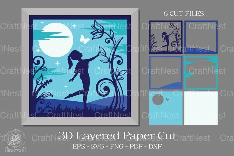 Beautiful Girl 3D Light Box Design Bundle - CraftNest - Digital Crafting and Art
