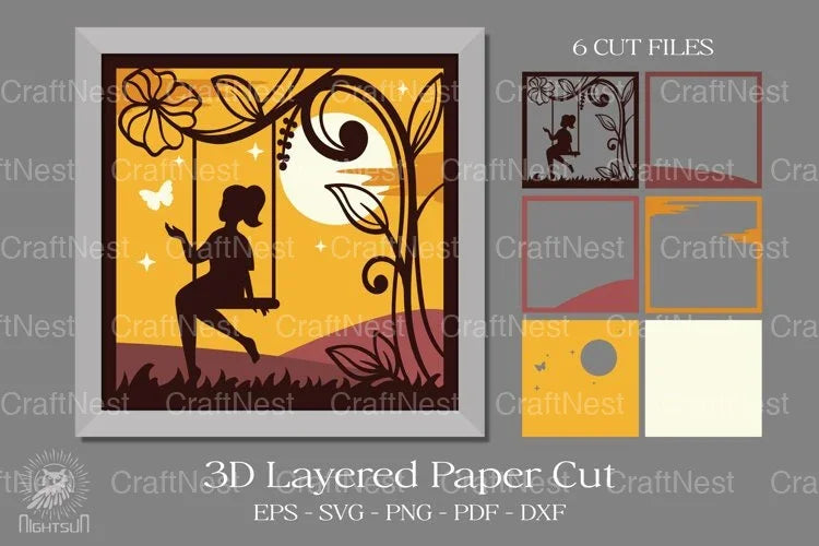 Beautiful Girl 3D Shadow Box Clipart Bundle - CraftNest - Digital Crafting and Art