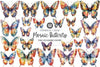 Beautiful Mosaic Butterfly Clipart Bundle