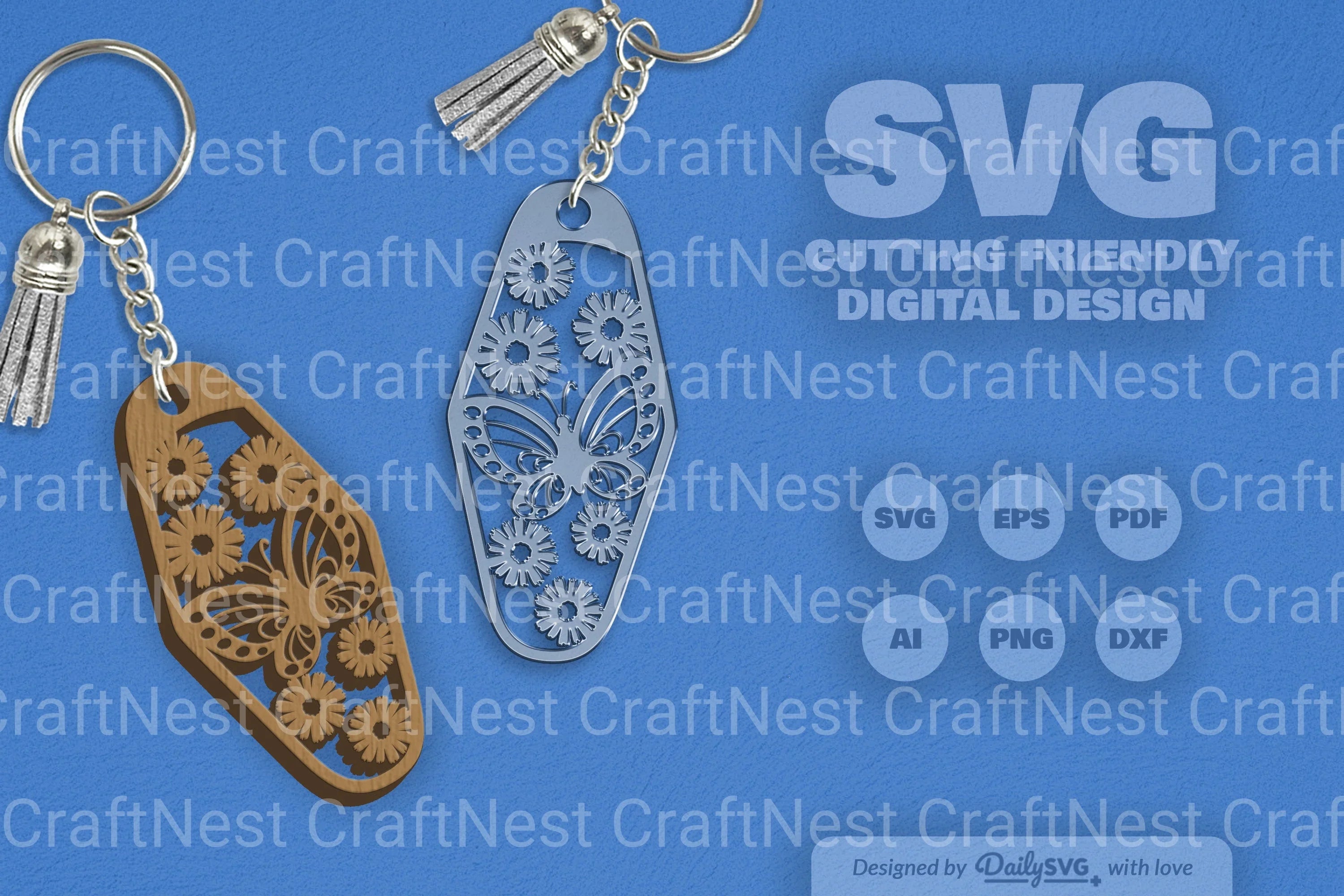 Daily Beauty Floral Butterfly Motel Keychain Clipart