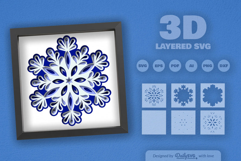 Beauty Snowflake Mandala Papercut SVG Bundle - CraftNest - Digital Crafting and Art