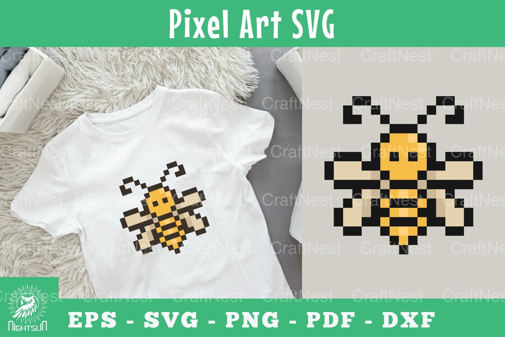 Bee Pixel Art Clipart Bundle - CraftNest - Digital Crafting and Art