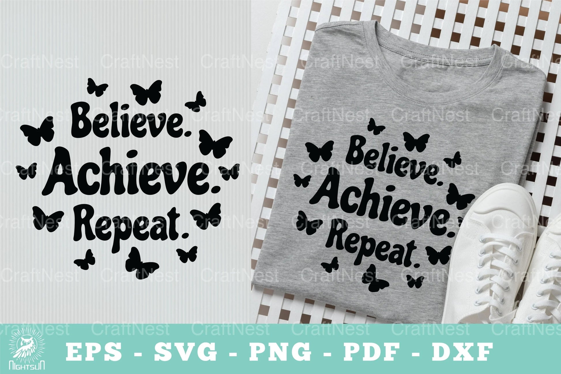 Believe Achieve Repeat Motivational SVG Bundle - CraftNest - Digital Crafting and Art