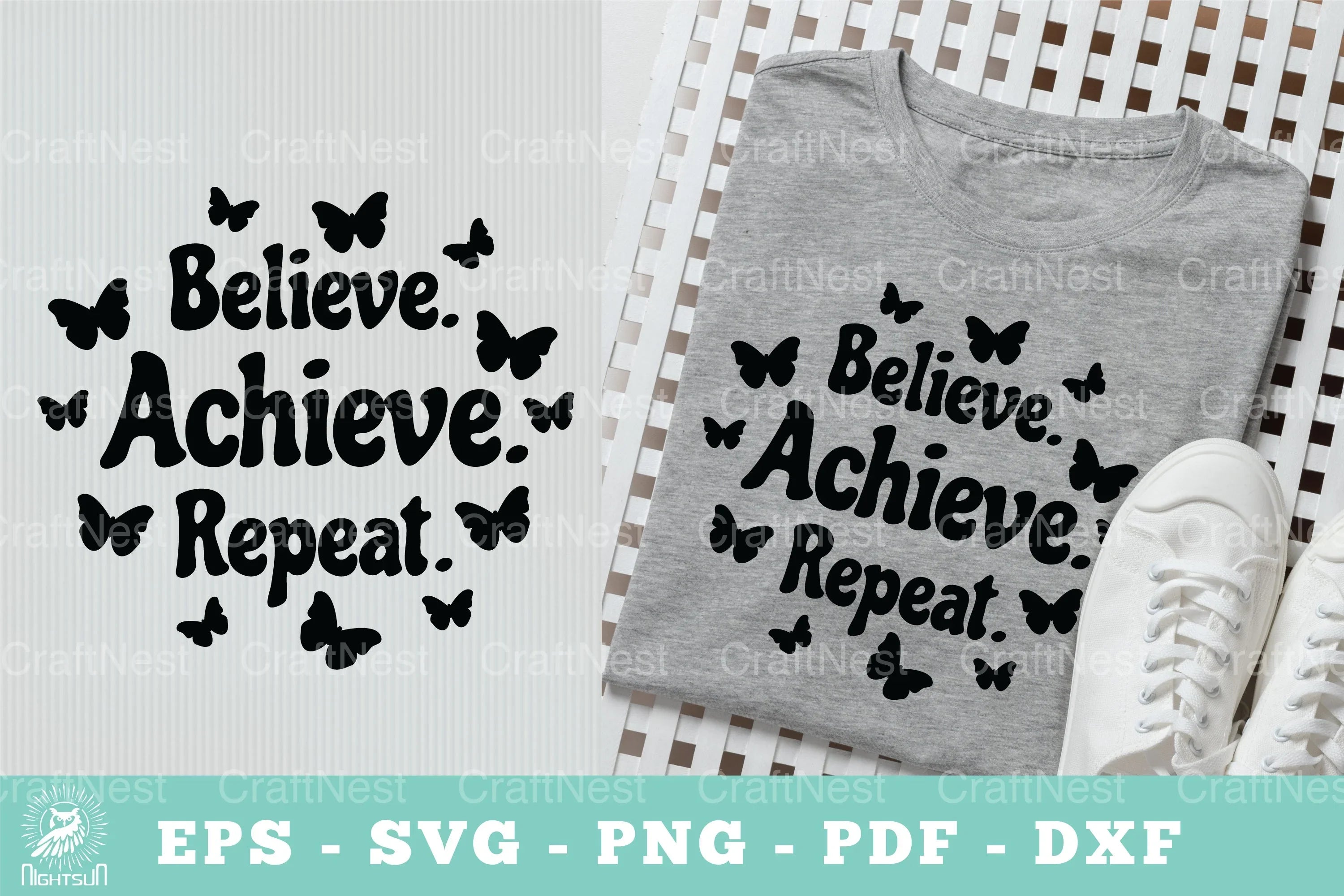 Believe Achieve Repeat Motivational SVG Bundle - CraftNest - Digital Crafting and Art