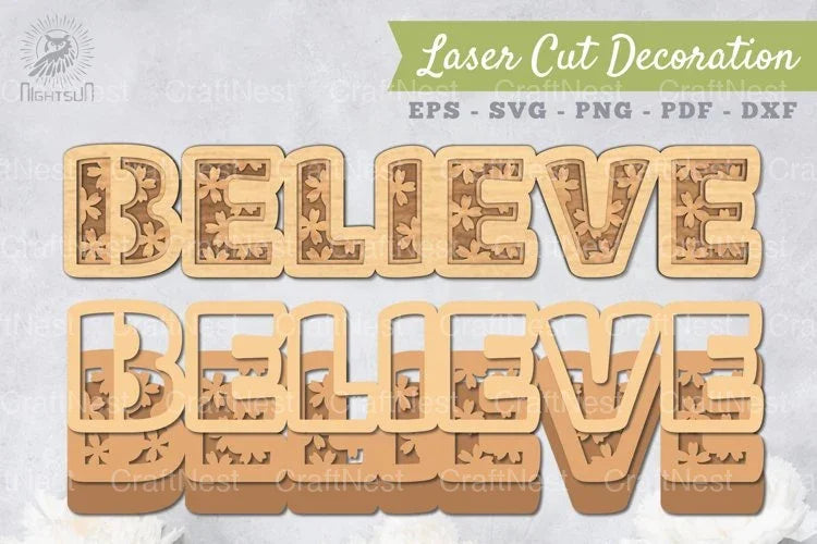 Believe 3D Lasercut Decoration Clipart Bundle - CraftNest - Digital Crafting and Art