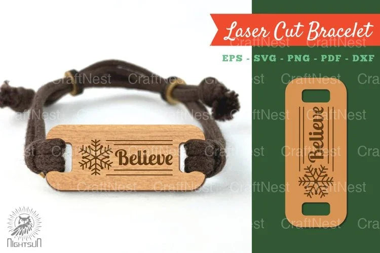 Believe Laser Cut Bracelet Design Bundle - CraftNest - Digital Crafting and Art
