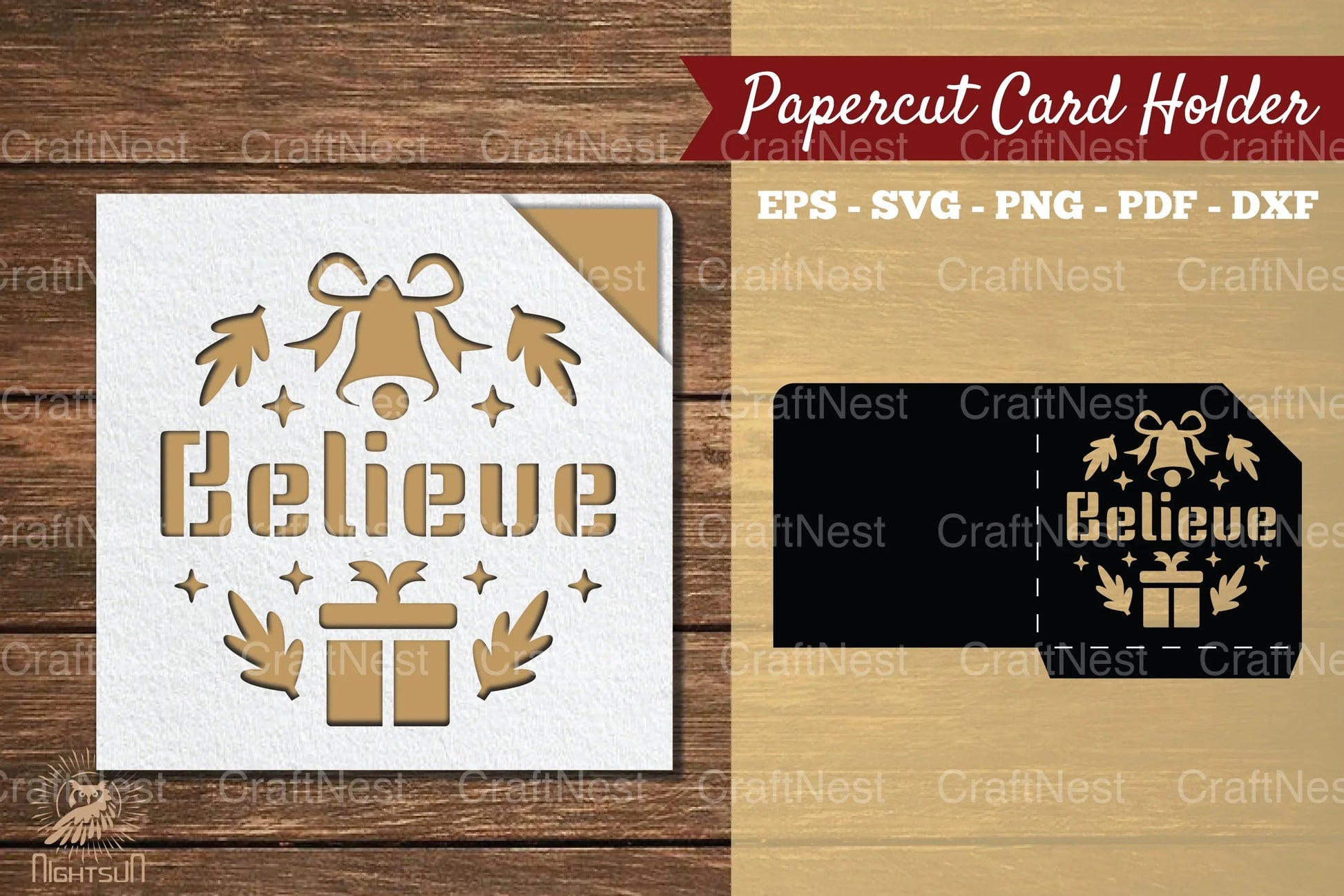 Believe Papercut Card Holder SVG Bundle - CraftNest - Digital Crafting and Art