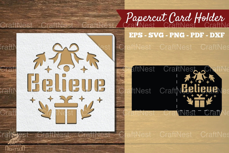 Believe Papercut Card Holder SVG Bundle - CraftNest - Digital Crafting and Art