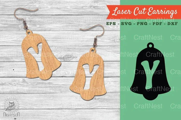 Bell Letter Y Laser Cut Earrings Design Bundle - CraftNest - Digital Crafting and Art