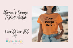 Women's Orange T-shirt Mockup - CraftNest - Digital Crafting and Art
