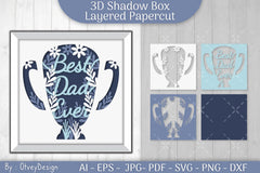 Best Dad Ever 3D Shadowbox Father Layered Papercut SVG Bundle - CraftNest - Digital Crafting and Art