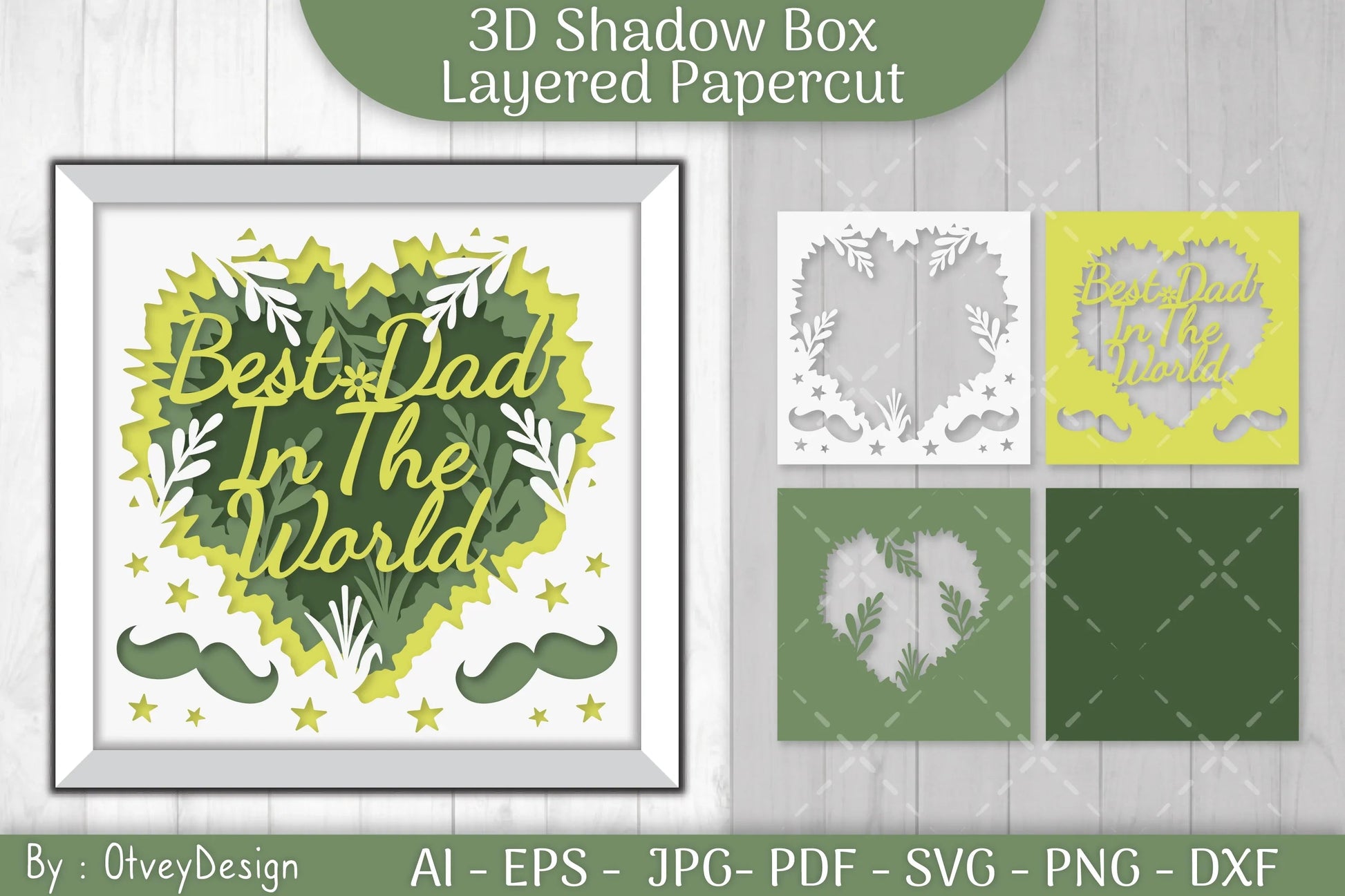 Best Dad in The World 3D Shadowbox Father Layered Papercut SVG Bundle - CraftNest - Digital Crafting and Art