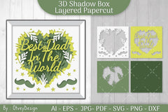 Best Dad in The World 3D Shadowbox Father Layered Papercut SVG Bundle - CraftNest - Digital Crafting and Art