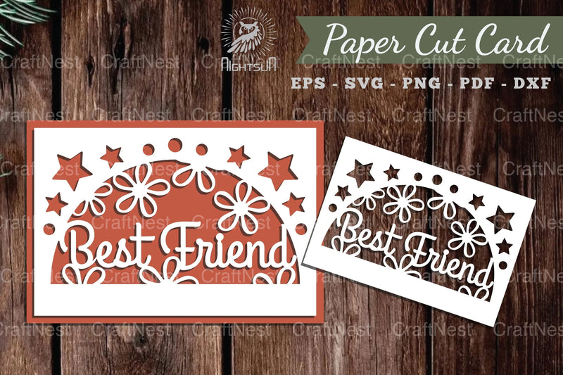 Best Friend Papercut Card Design Bundle - CraftNest - Digital Crafting and Art