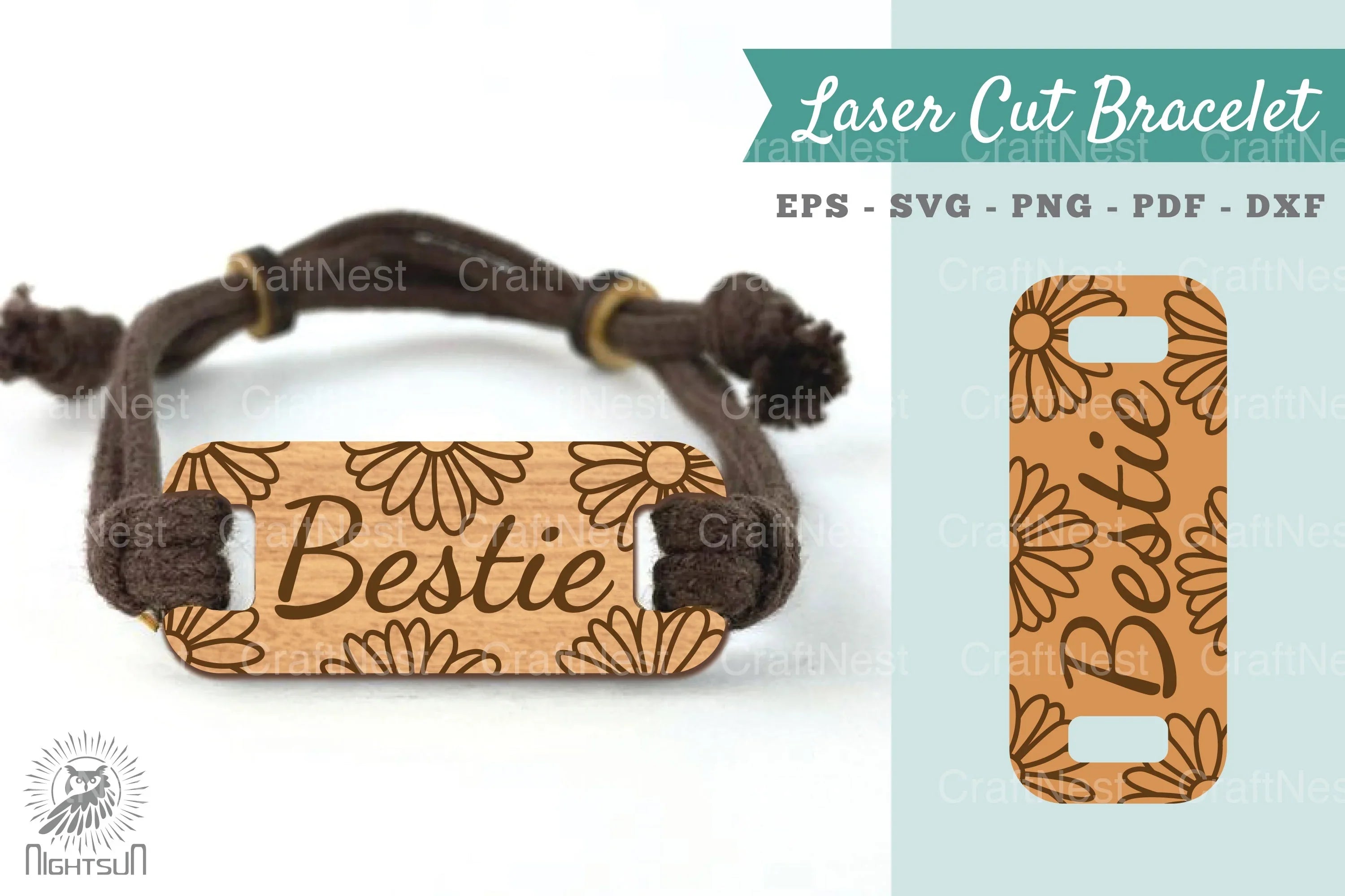 Bestie Laser Cut Bracelet SVG Bundle - CraftNest - Digital Crafting and Art