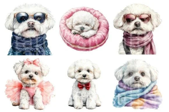 Bichon Frise Dog Clipart Bundle - CraftNest - Digital Crafting and Art