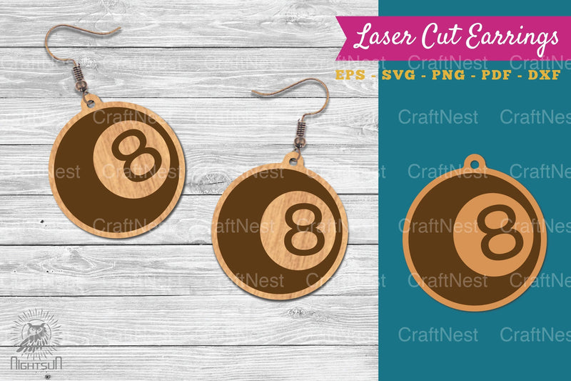 Billiard Ball Laser Cut Earrings Design Bundle - CraftNest - Digital Crafting and Art
