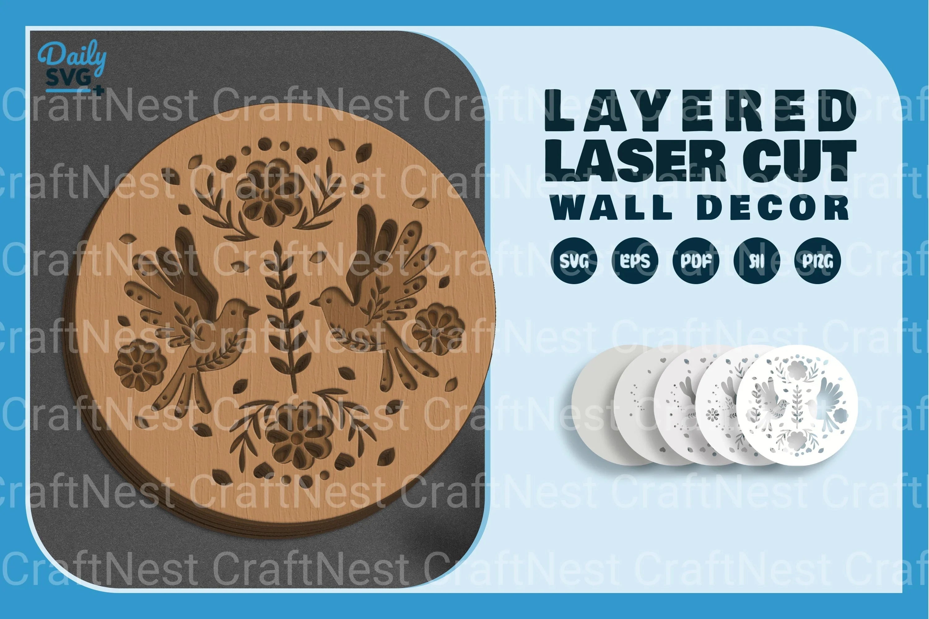 Bird Floral Folk Art Laser Cut SVG Bundle