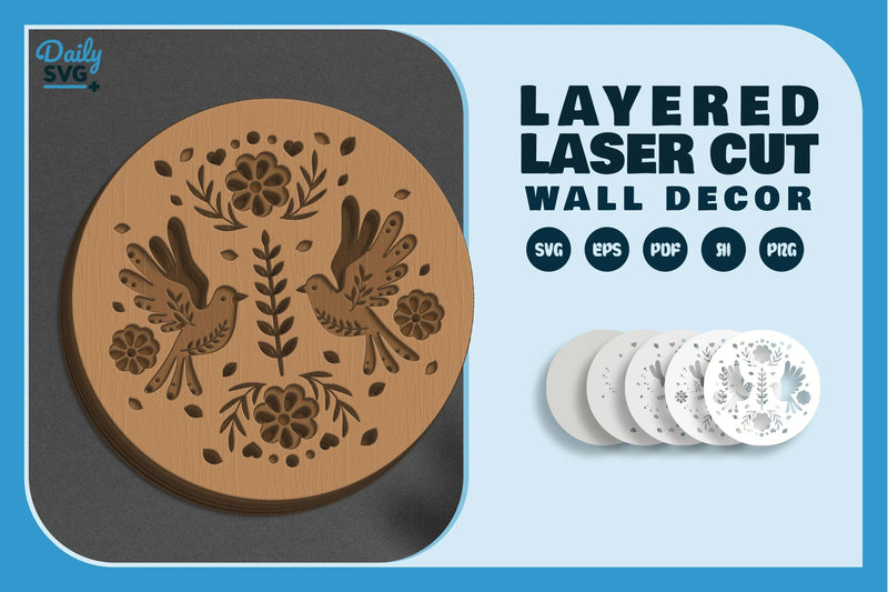 Bird Floral Folk Art Laser Cut SVG Bundle - CraftNest - Digital Crafting and Art
