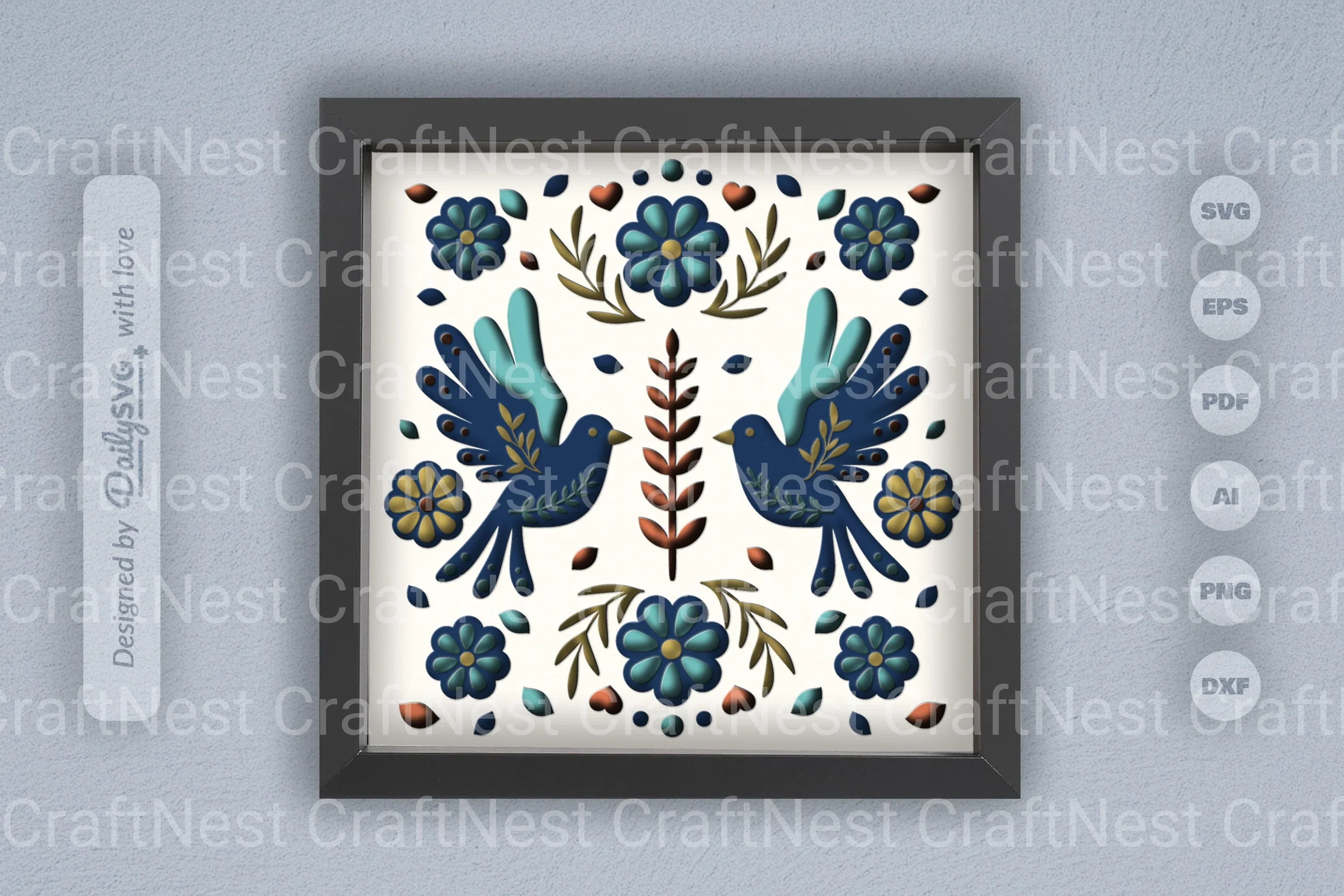 Bird Floral Folk Art Papercut SVG Bundle