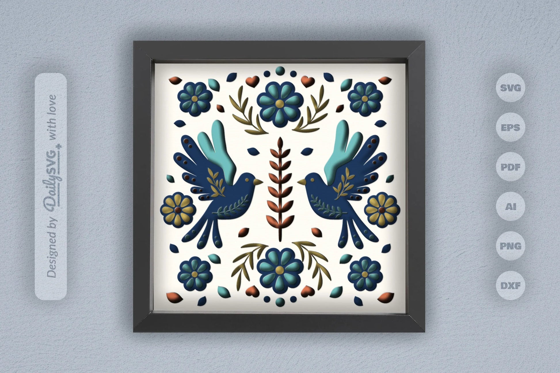 Bird Floral Folk Art Papercut SVG Bundle - CraftNest - Digital Crafting and Art