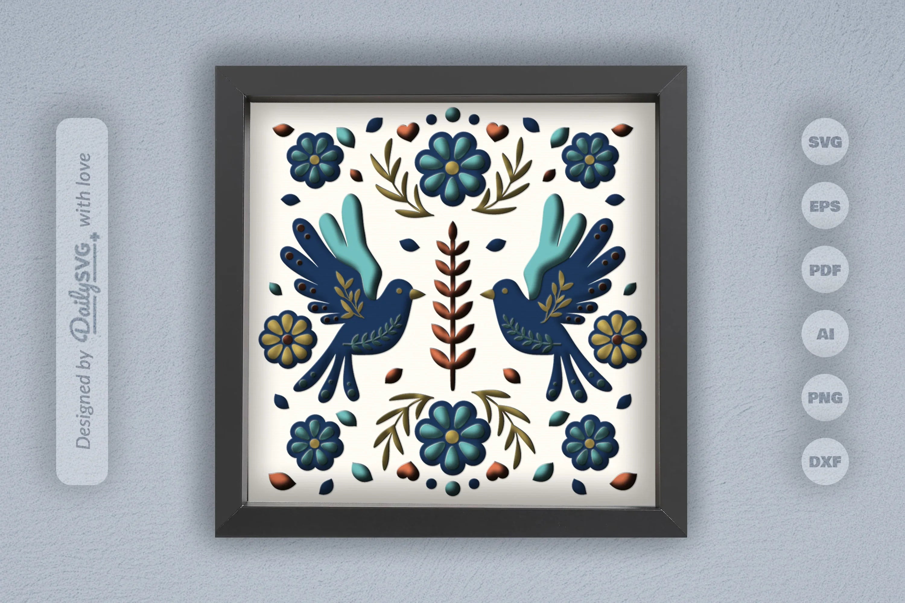 Bird Floral Folk Art Papercut SVG Bundle - CraftNest - Digital Crafting and Art