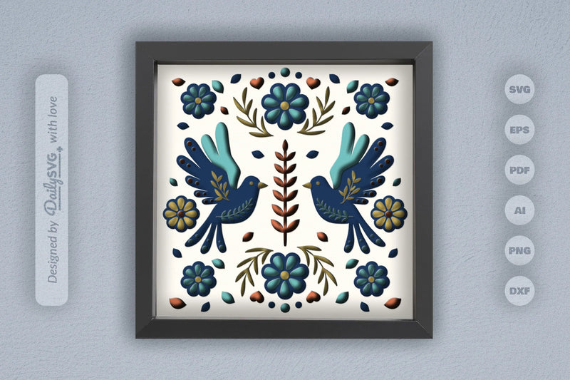 Bird Floral Folk Art Papercut SVG Bundle - CraftNest - Digital Crafting and Art