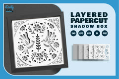 Bird Floral Folk Art White Papercut SVG Bundle - CraftNest - Digital Crafting and Art