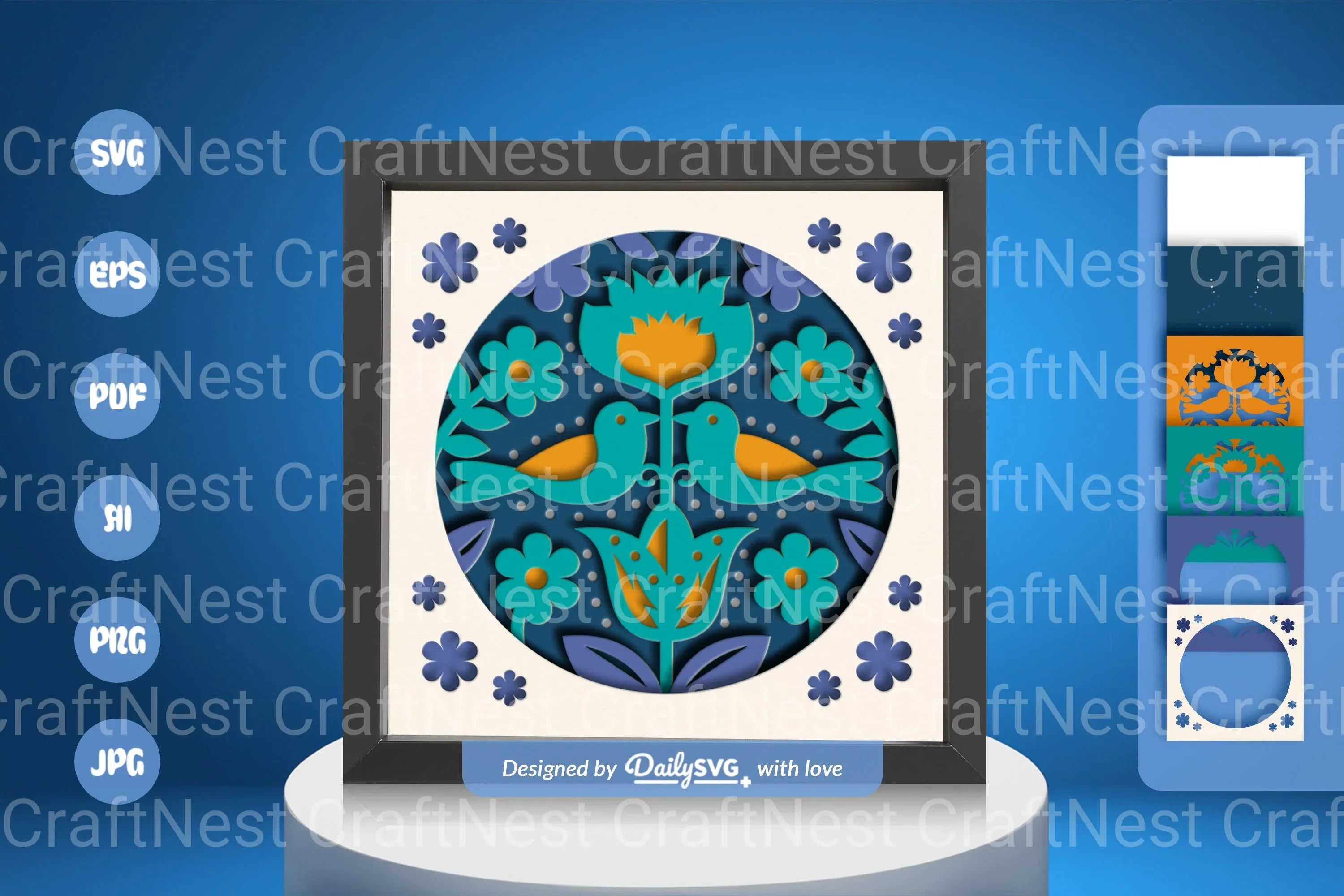 Bird Folk Art Papercut SVG Bundle