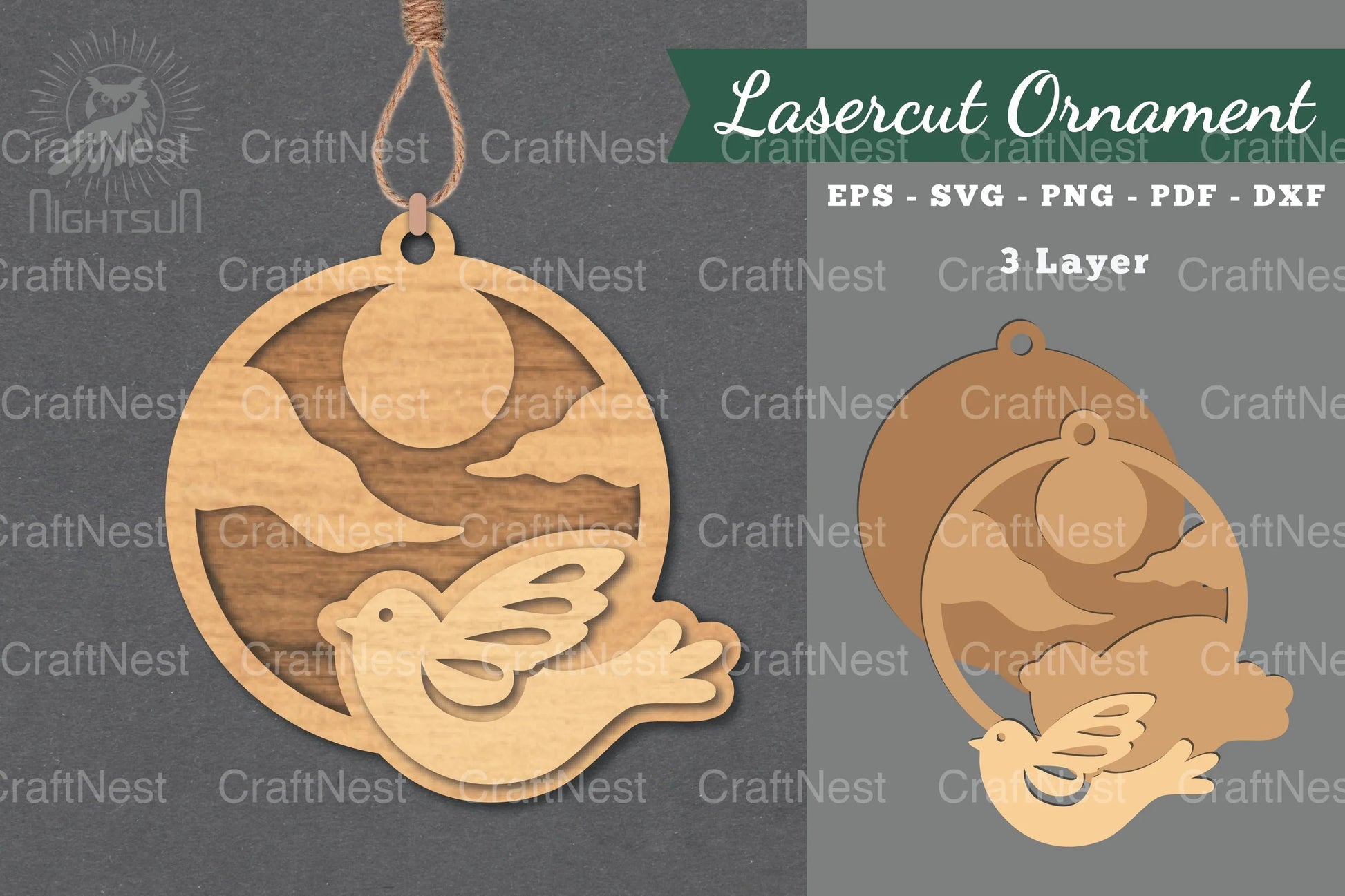 Bird Laser Cut Ornament Design Bundle - CraftNest - Digital Crafting and Art
