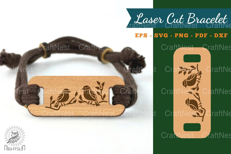 Bird Laser Cut Bracelet Design Template - CraftNest - Digital Crafting and Art