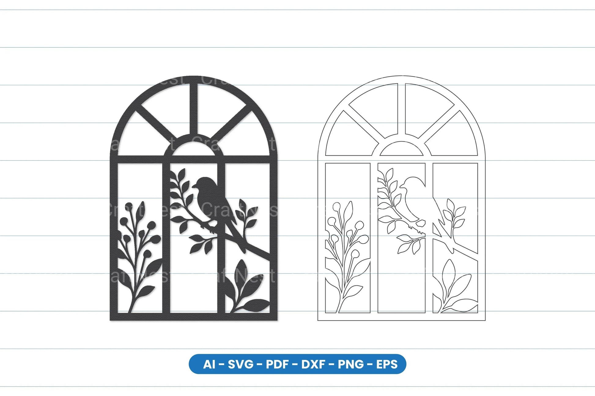 Bird Window Scene Laser Cut SVG Bundle - CraftNest - Digital Crafting and Art