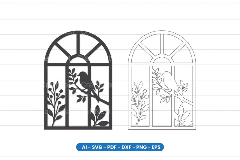 Bird Window Scene Laser Cut SVG Bundle - CraftNest - Digital Crafting and Art