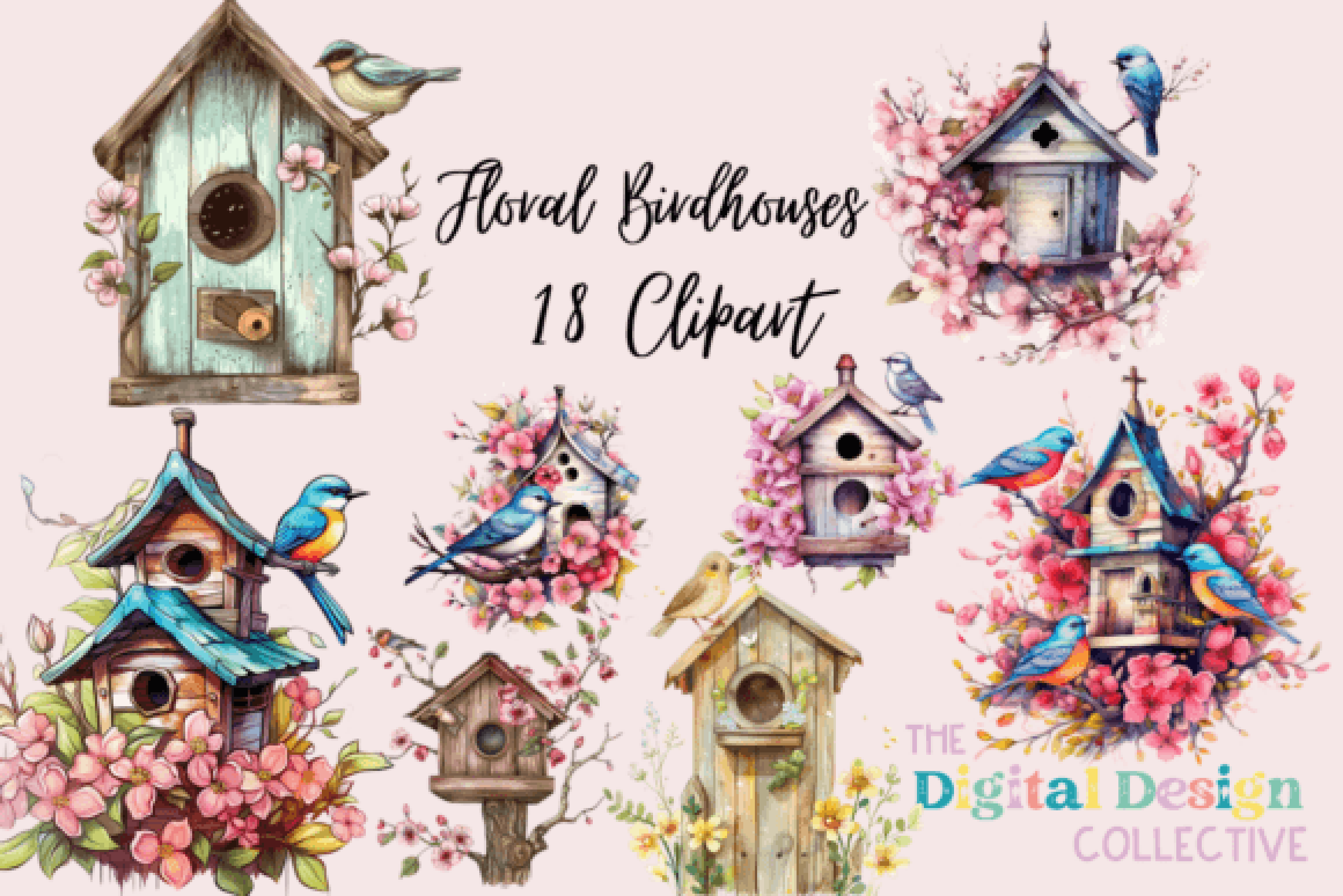 Charming Birdhouse Clipart Bundle