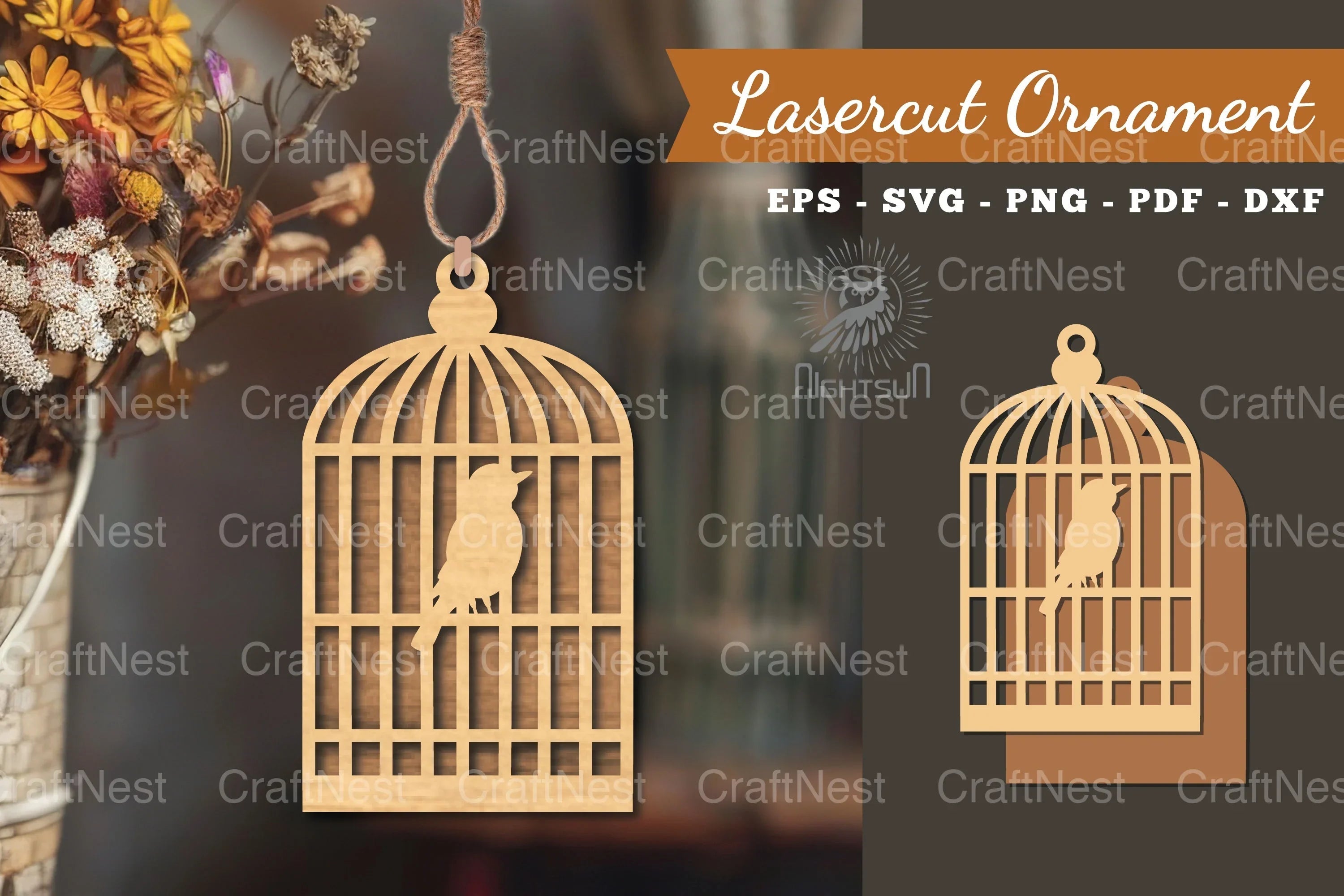 Bird in a Cage Laser Cut Ornament Design Bundle - CraftNest - Digital Crafting and Art
