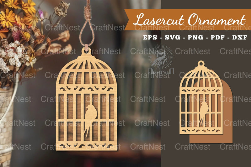 Bird in a Cage Laser Cut Ornament Clipart Bundle - CraftNest - Digital Crafting and Art