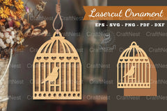Bird in a Cage Laser Cut Ornament Clipart Bundle - CraftNest - Digital Crafting and Art