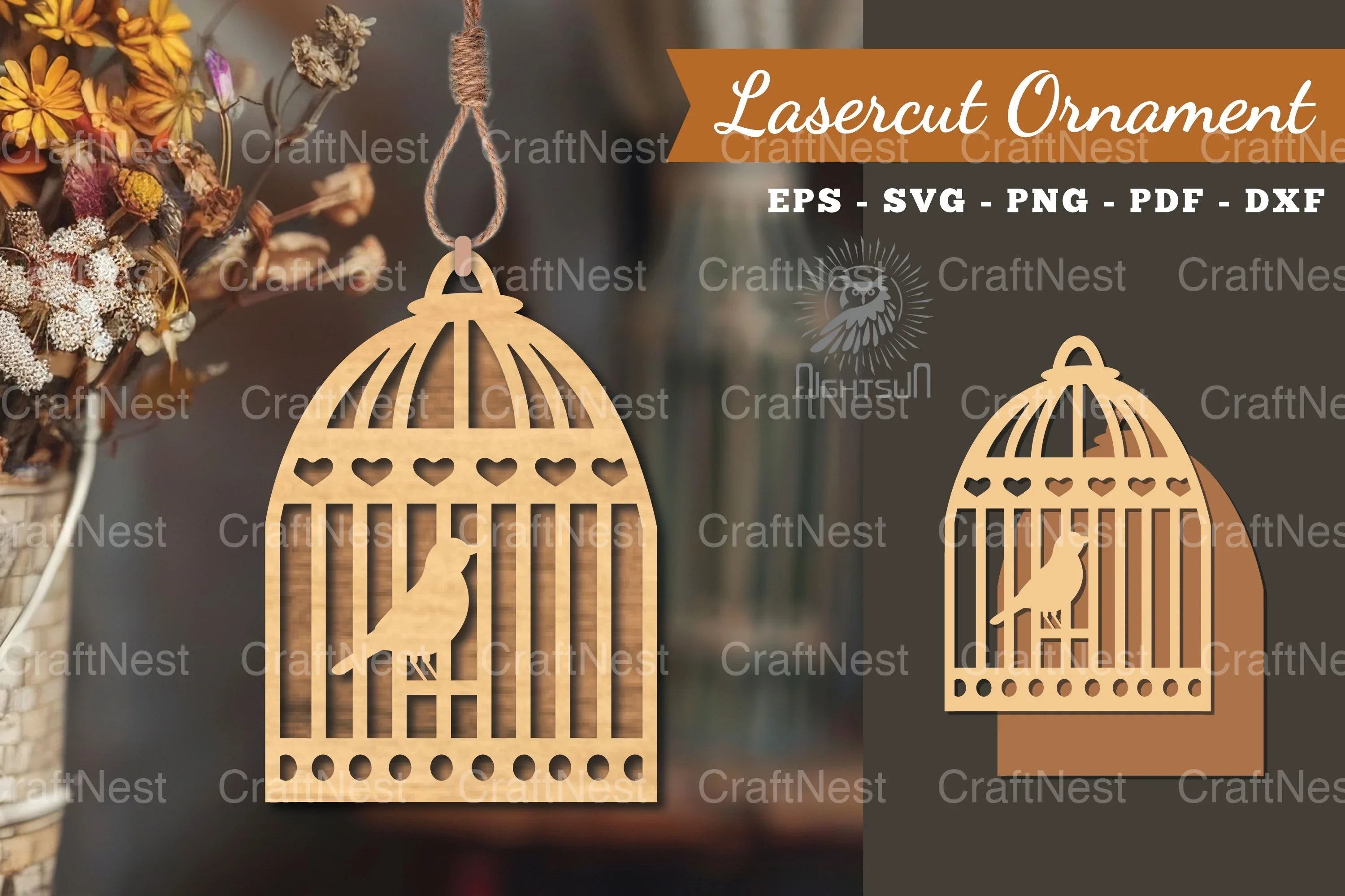 Bird in a Cage Laser Cut Ornament Clipart Bundle - CraftNest - Digital Crafting and Art