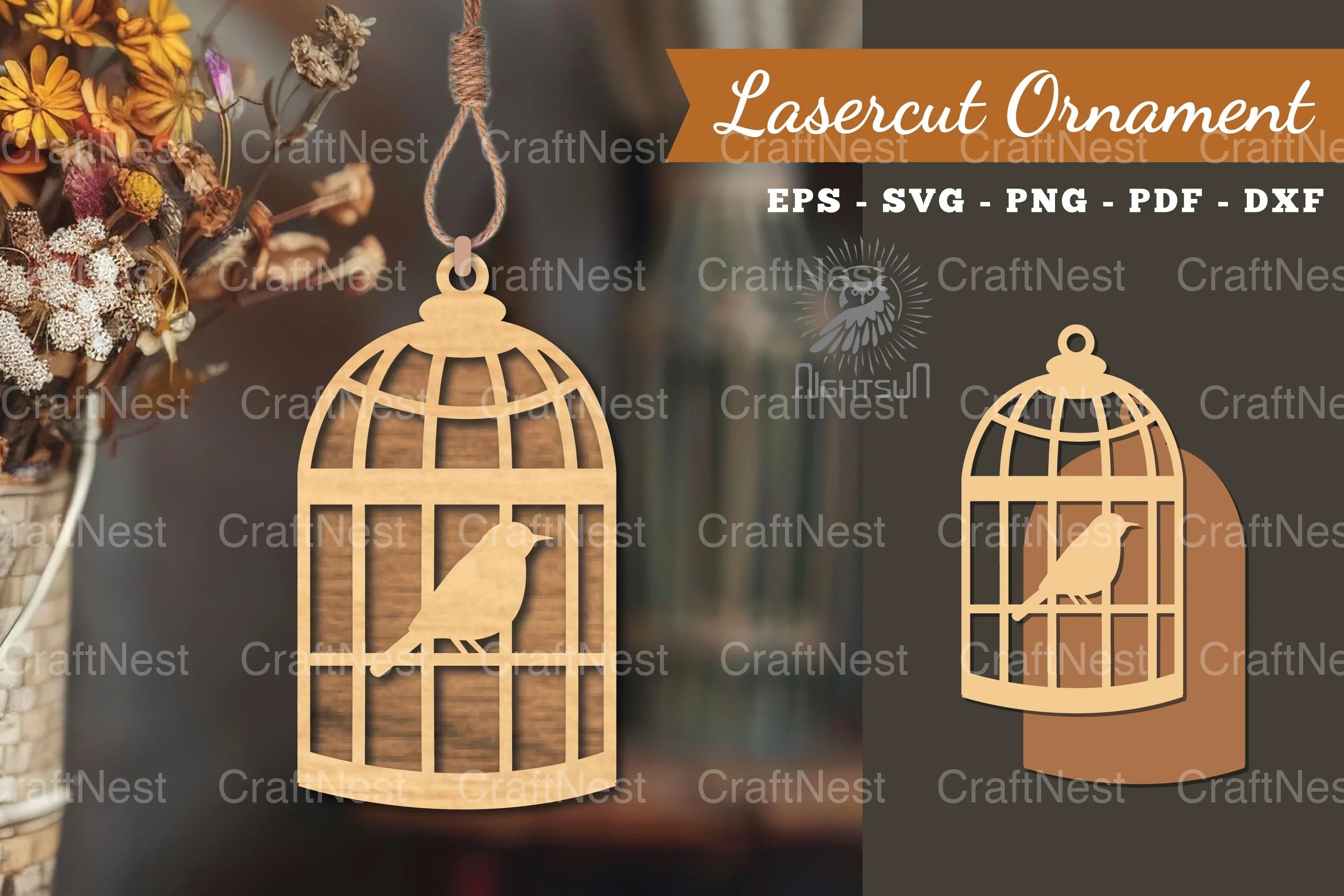 Bird in a Cage Laser Cut Ornament Clipart Bundle - CraftNest - Digital Crafting and Art
