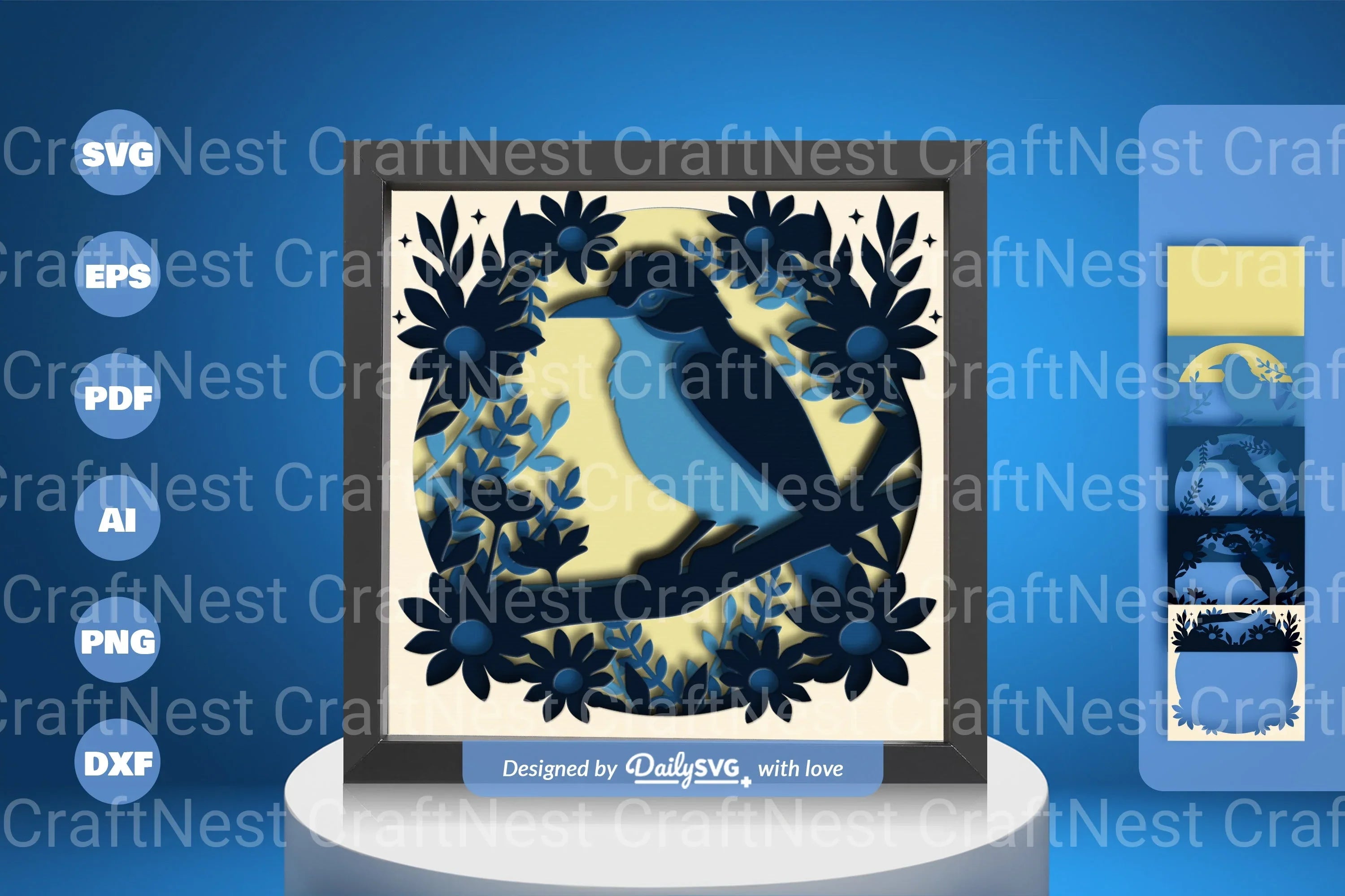 Bird on Branch Papercut SVG Bundle