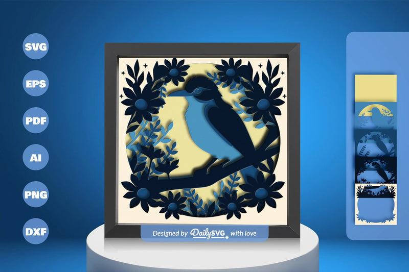Bird on Branch Papercut SVG Bundle - CraftNest - Digital Crafting and Art