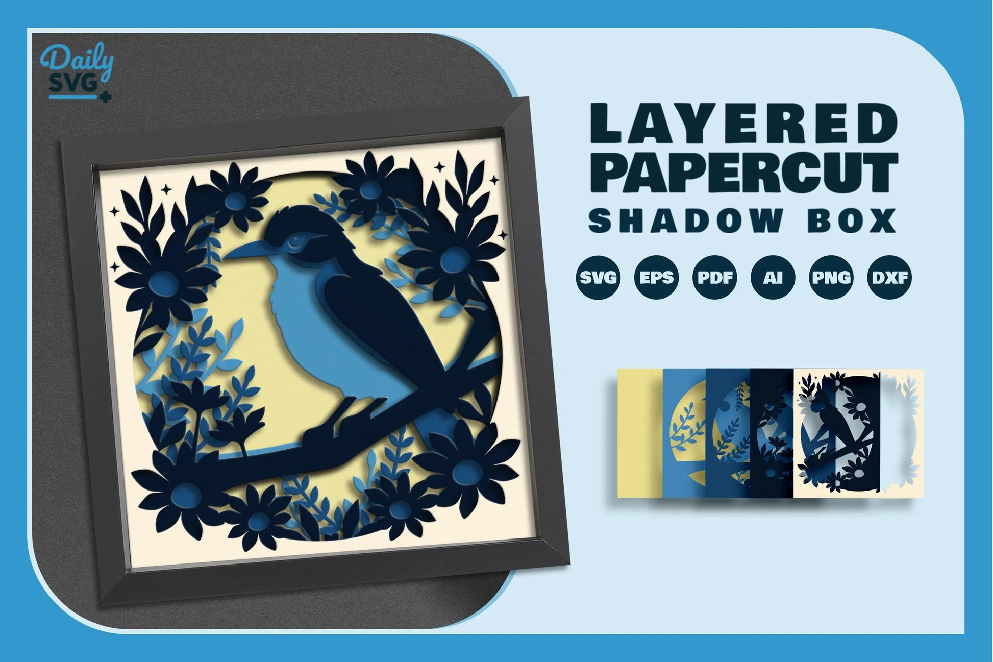 Bird on Branch Papercut SVG Bundle - CraftNest - Digital Crafting and Art